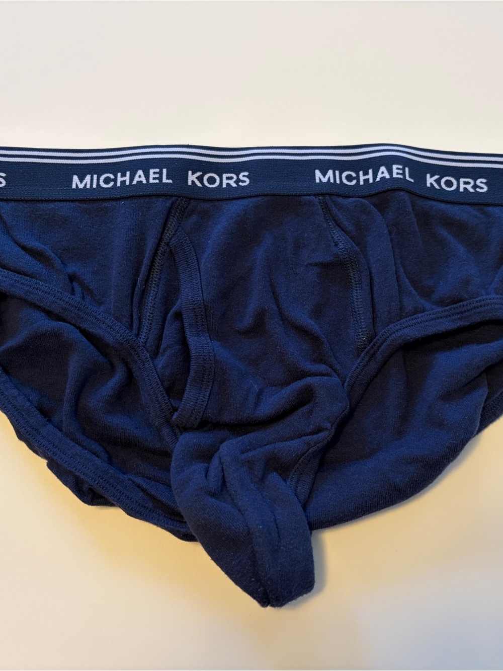 Michael Kors Men's Dark Blue Cotton Briefs with Branded Waistband
